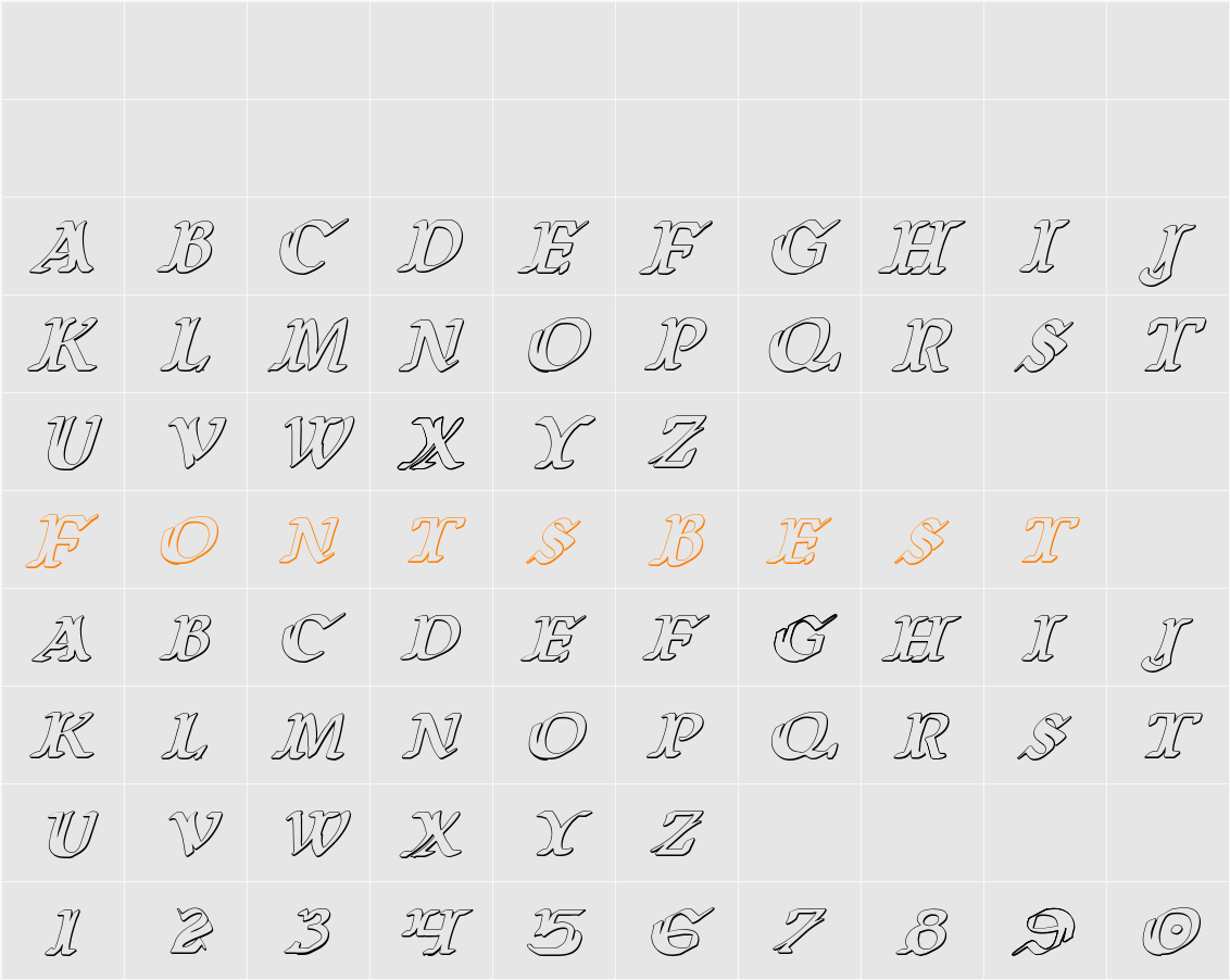 Wars of Asgard 3D Italic Character Map