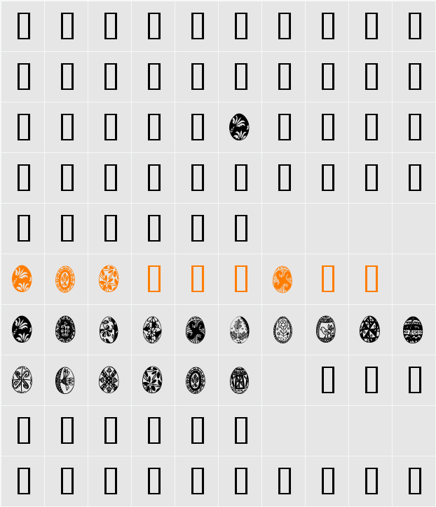 EasterTime Character Map