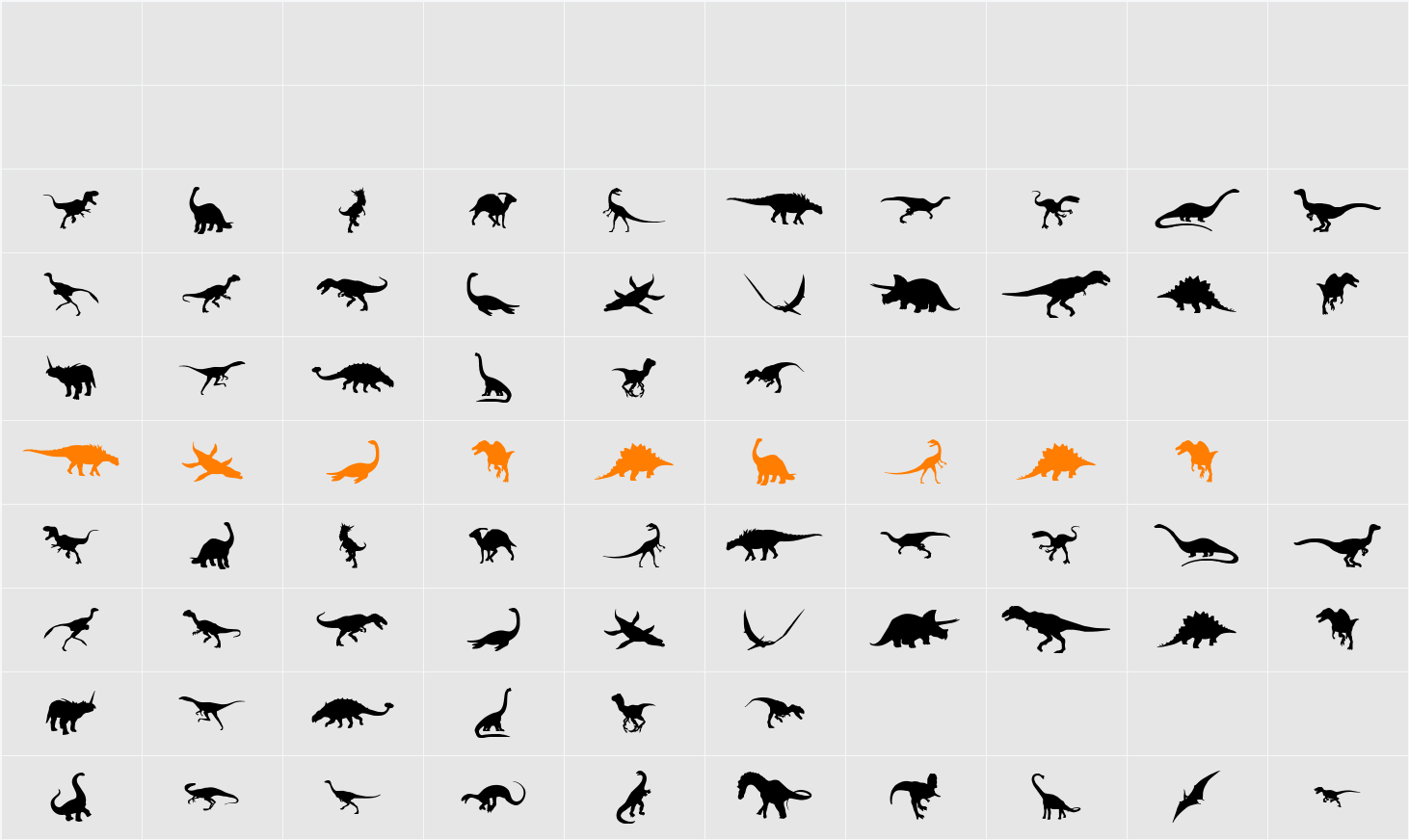 Ding-o-saurs Character Map