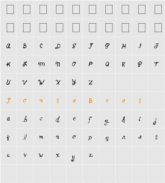MTF XOXO Vo.1 Character Map