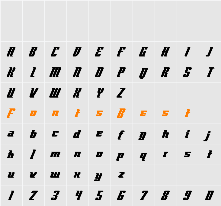 Flyboy BB Character Map