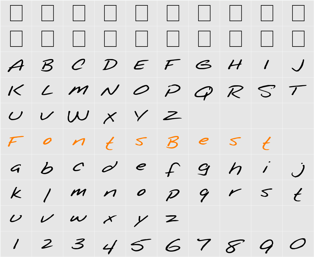 FZ HAND 25 EX Character Map