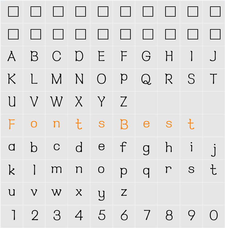 HY타자L Character Map
