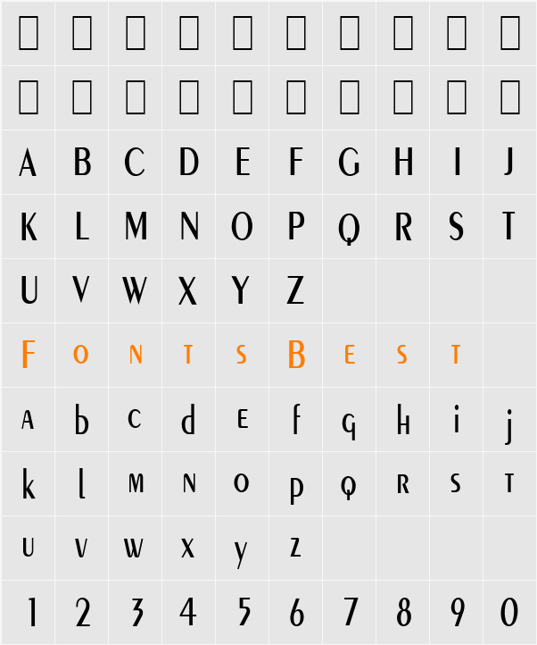 Pare-Condensed Character Map