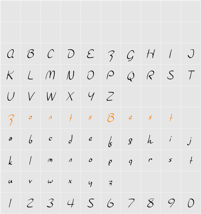 SF Burlington Script Character Map
