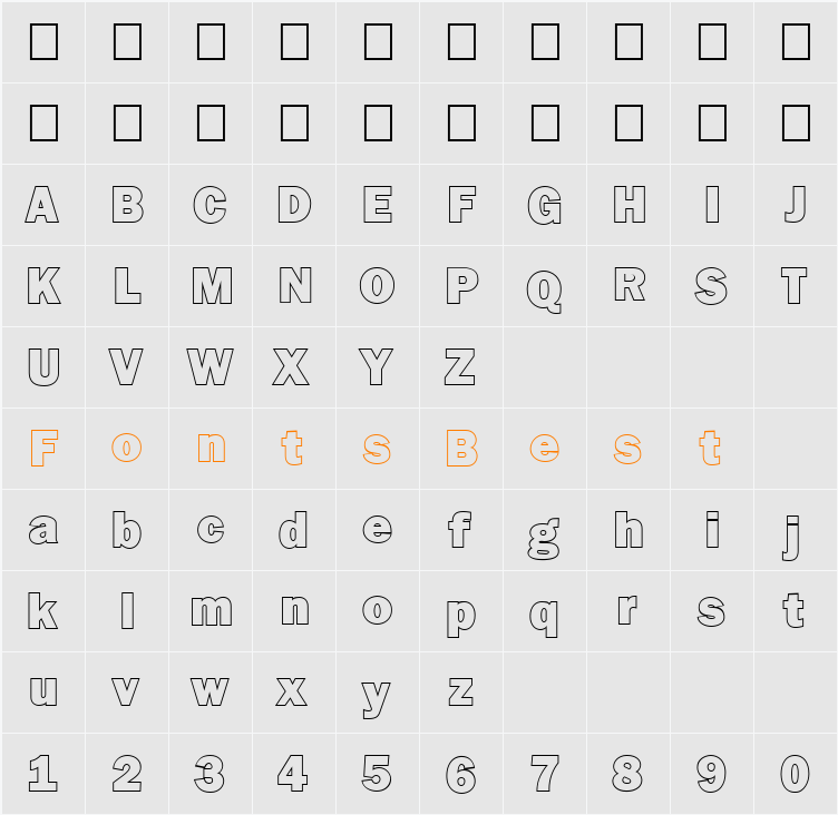FZ BASIC 6 HOLLOW Character Map
