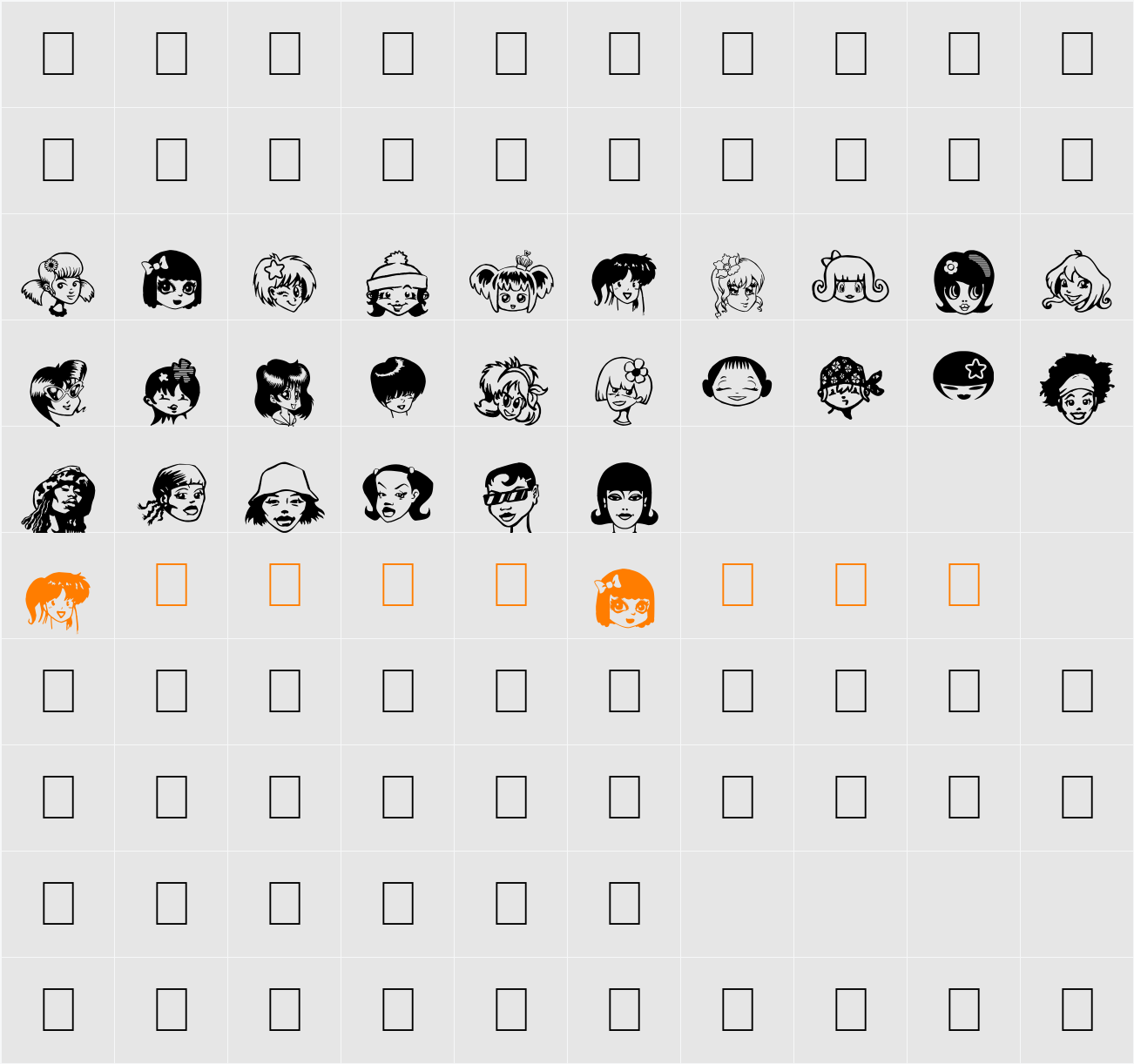 Egirlz Character Map