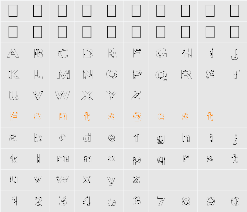 FZ BASIC 55 SPOTTED Character Map