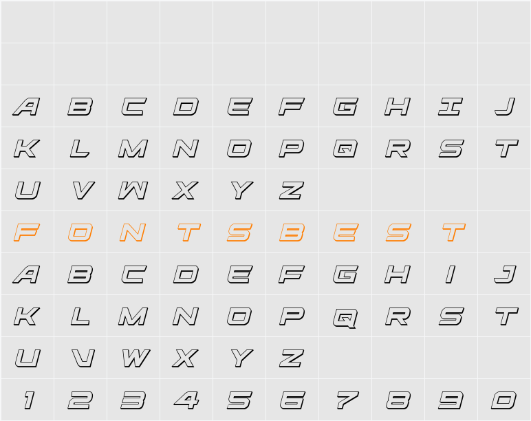 Ghost Clan 3D Italic Character Map