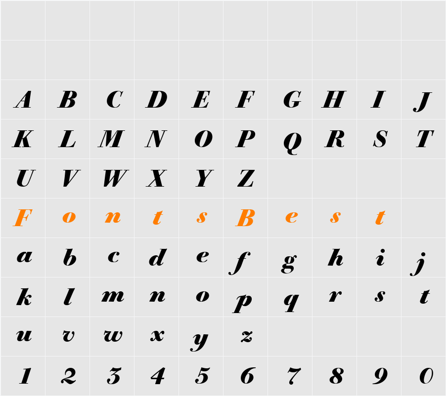 Bodoni Old Face BE Character Map