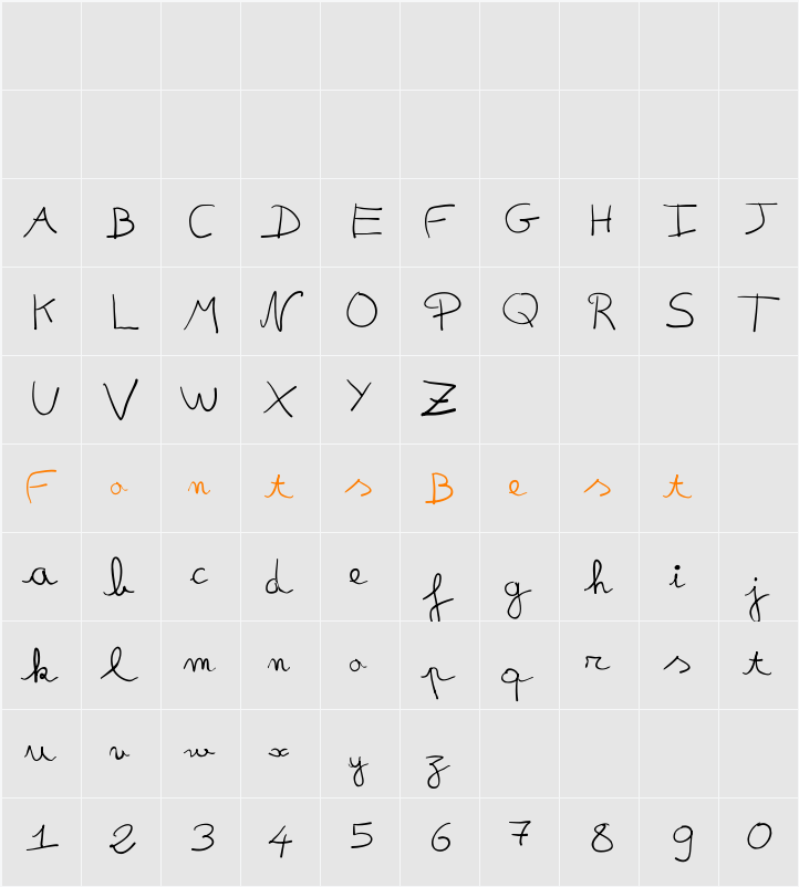 fredo manuscrite Character Map