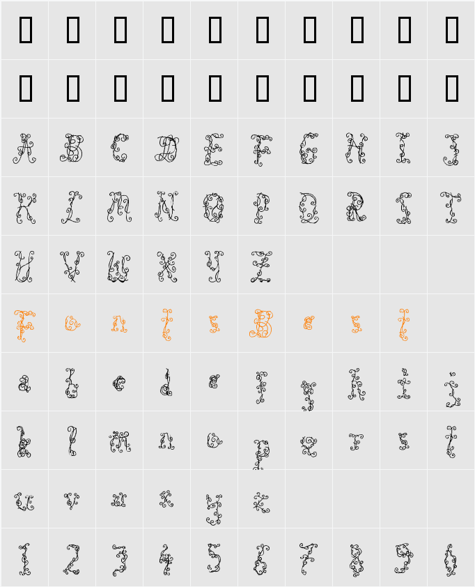 Black Roses Character Map