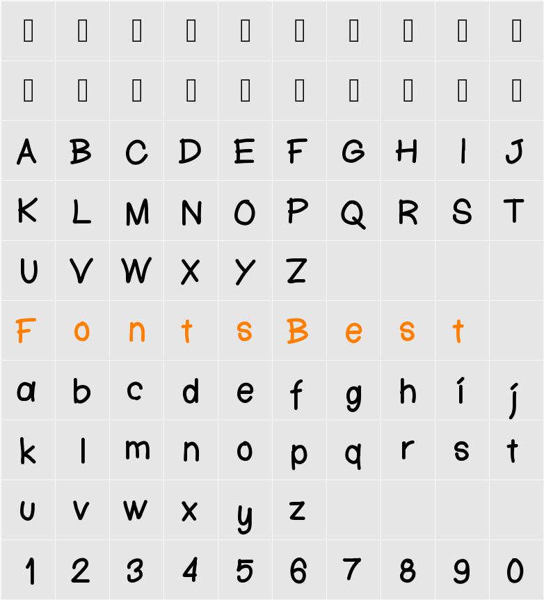 KtnFingerwriting Character Map