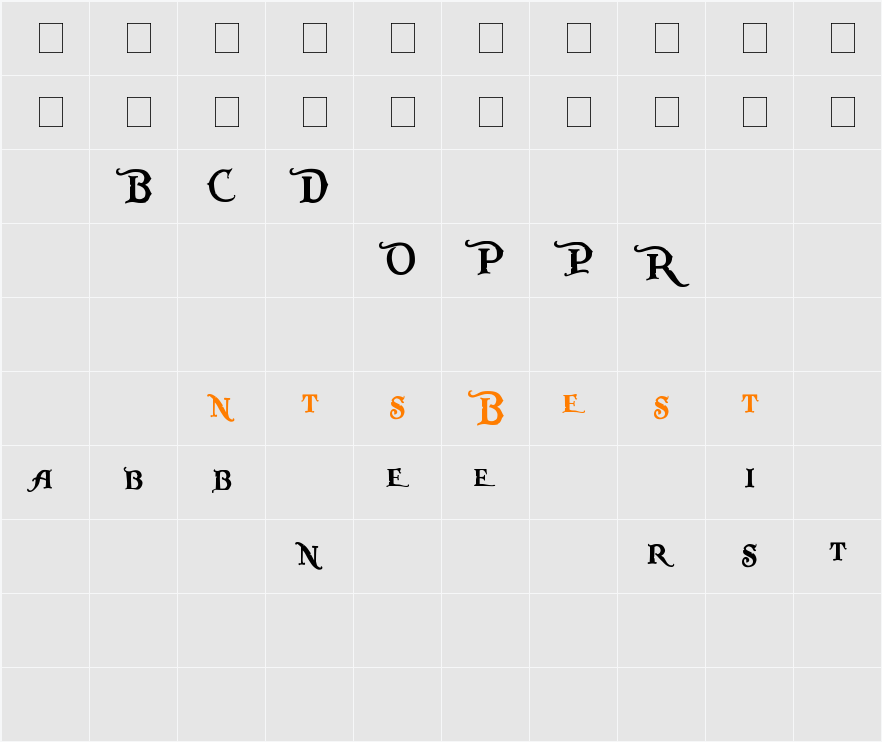 Pieces of Eight Alt Character Map