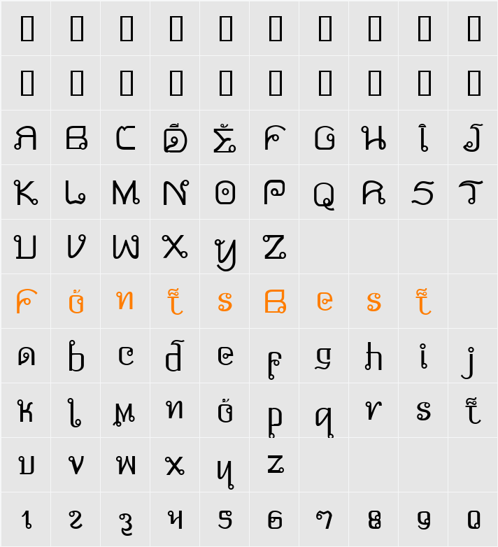 FonTok Character Map