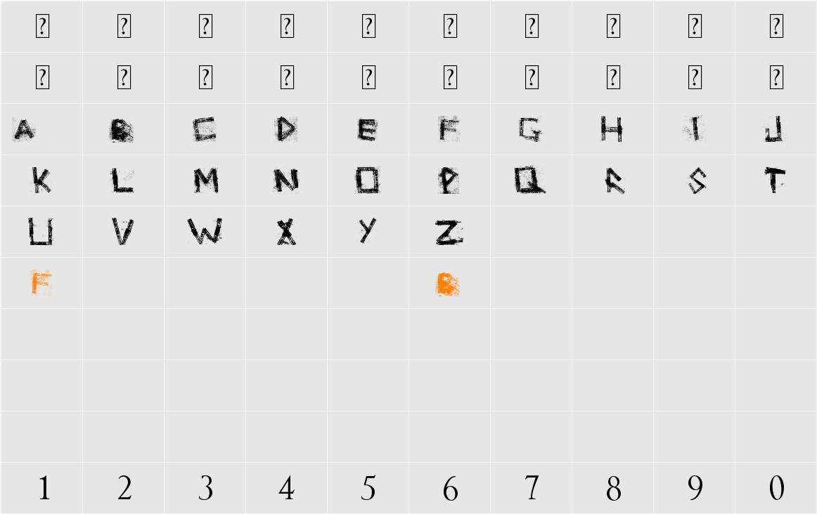 Grunge zinda bad Character Map