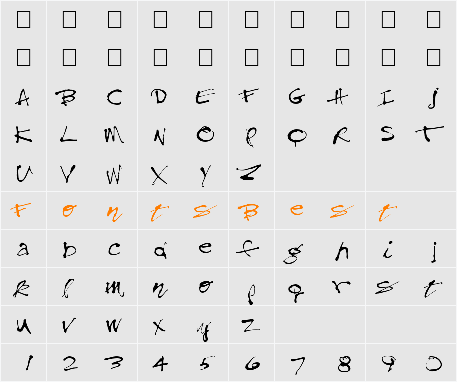 FZ HAND 28 Character Map
