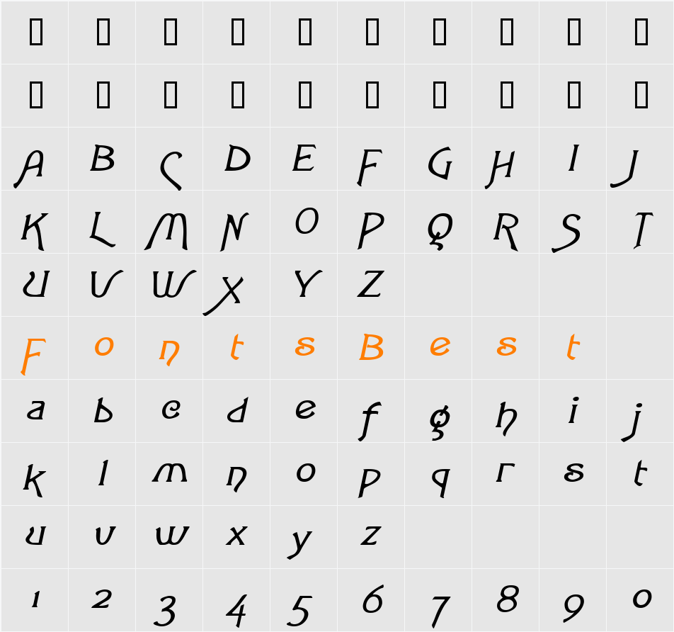 LoveLettersExtended Character Map