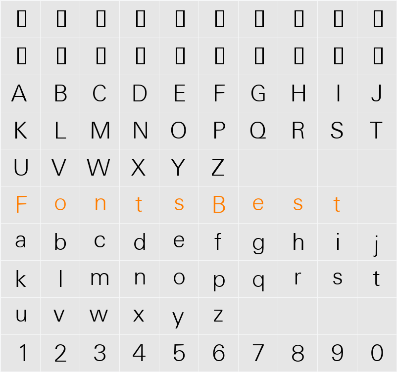 UniversalLgtDB Character Map