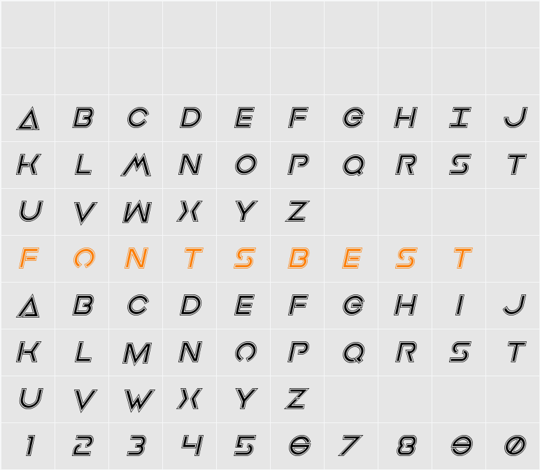 Earth Orbiter Academy Italic Character Map