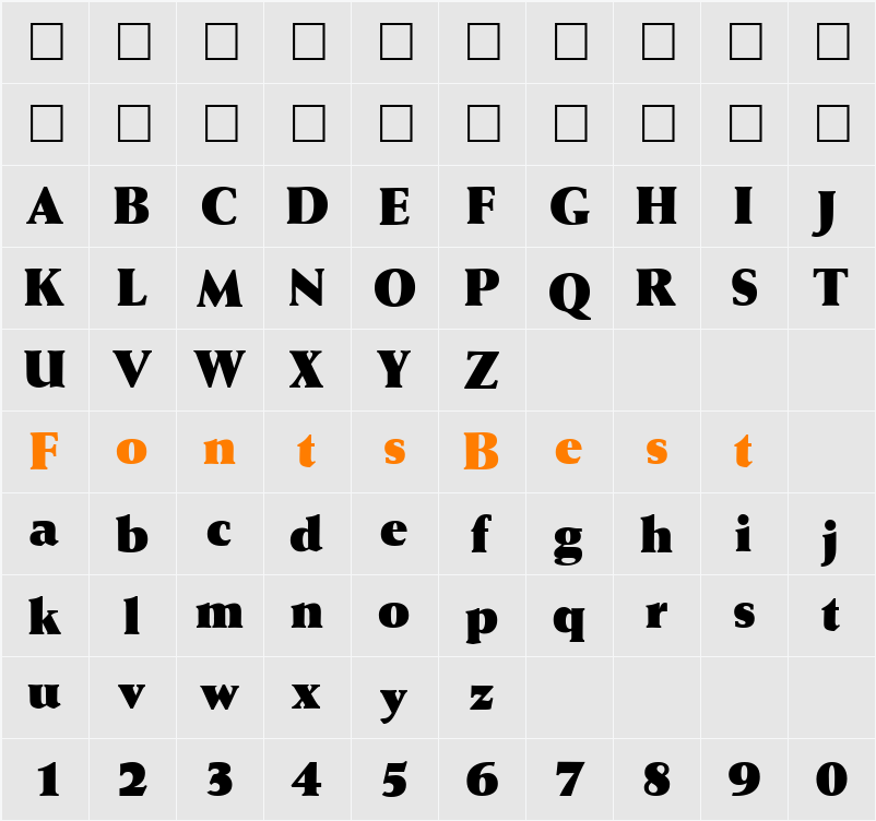 WaizeUltrabold Character Map