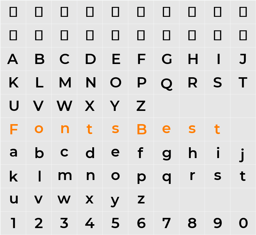 Montserrat SemiBold Character Map
