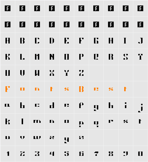 TECHSQUISITE Character Map