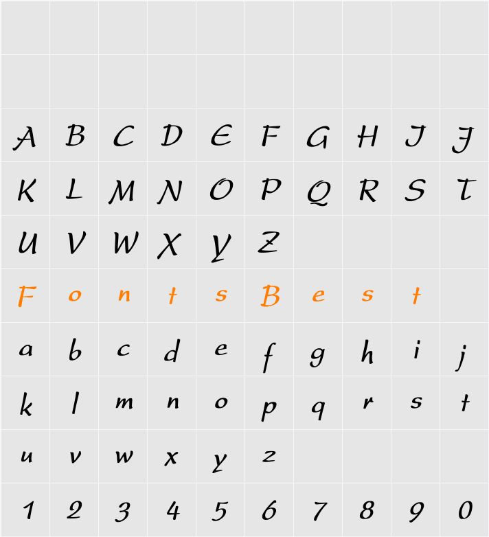 Present Cn Bold Italic Character Map