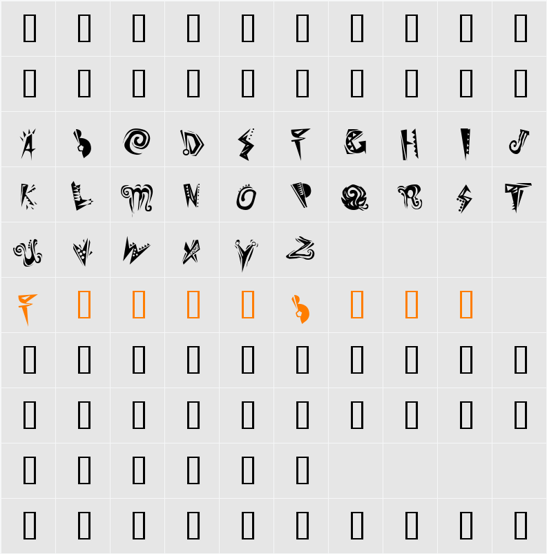 Slumgullion Character Map