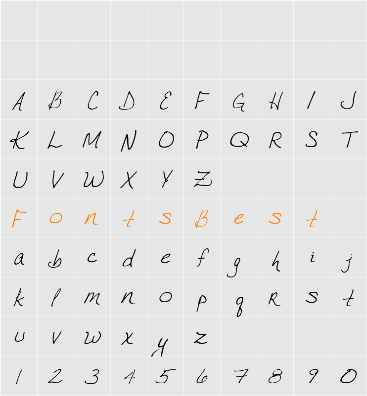 VTC JoeleneHand Character Map