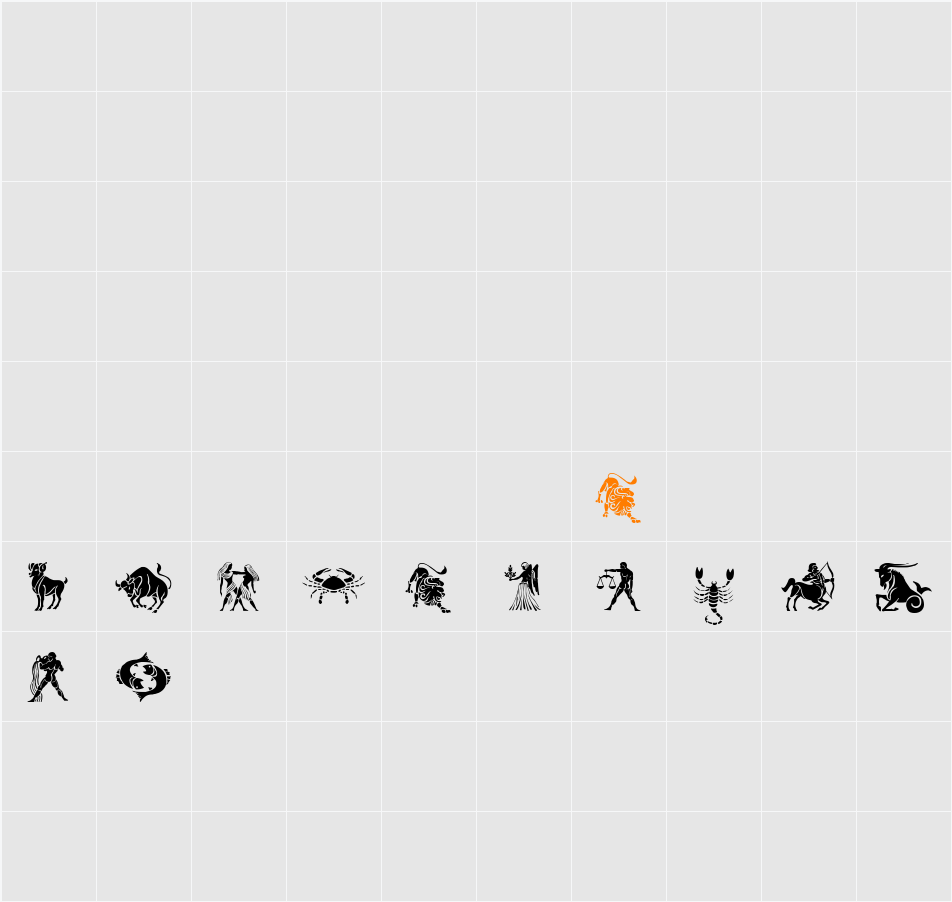 SLZodiacStencils Character Map
