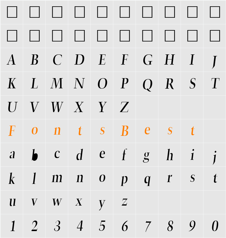 TrumpetLite Character Map