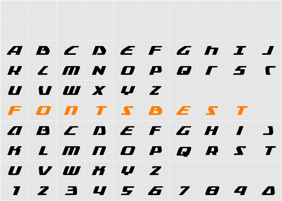 Global Dynamics Italic Character Map