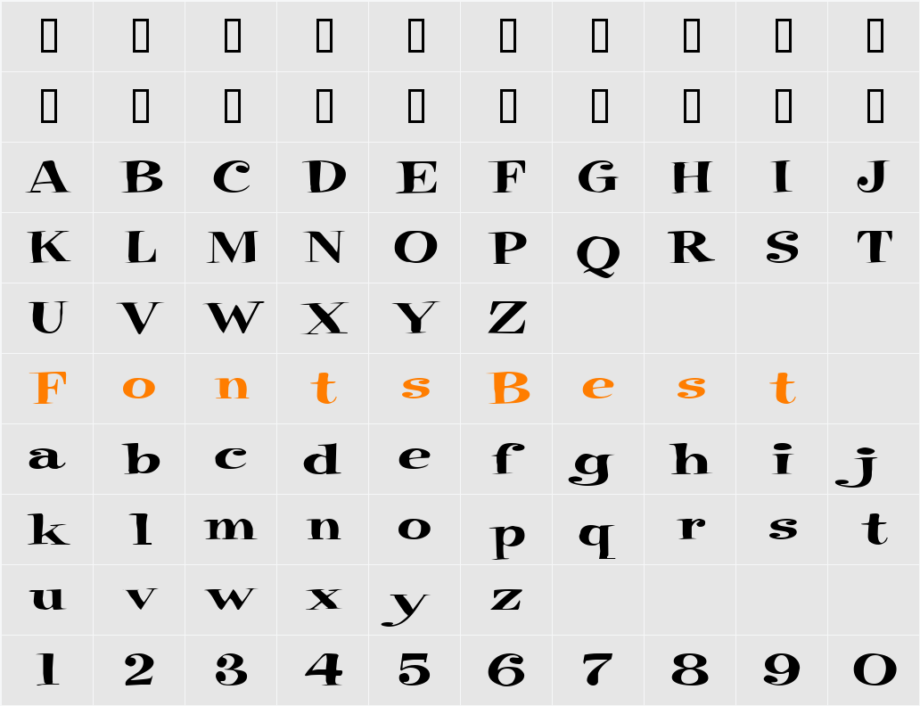 RaskinExtended Character Map