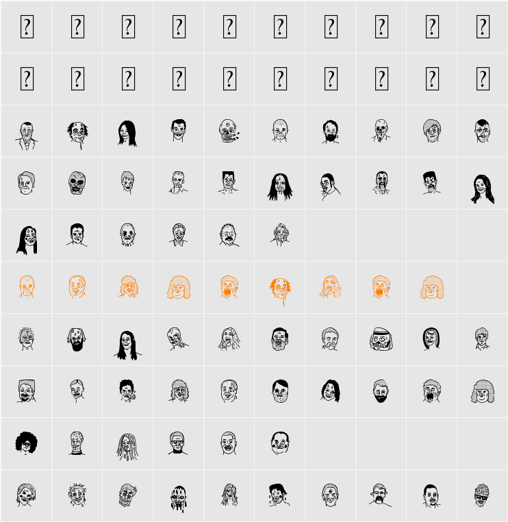 woodcutter people faces Character Map