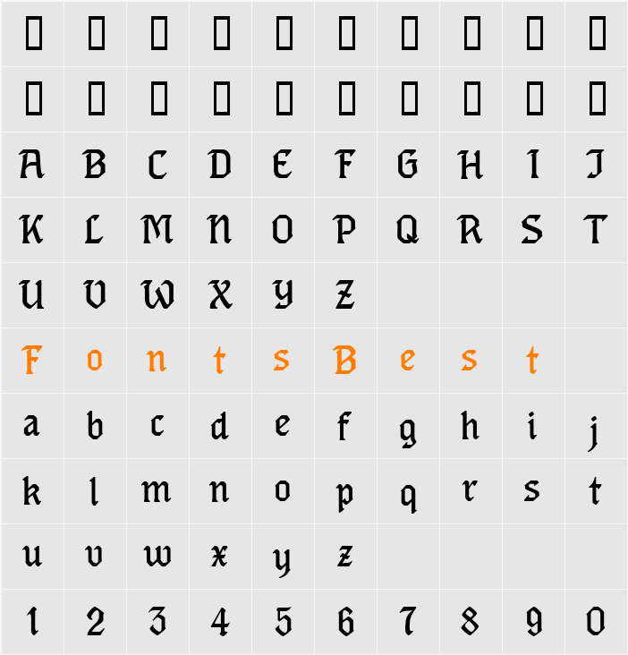 Eros Text Character Map