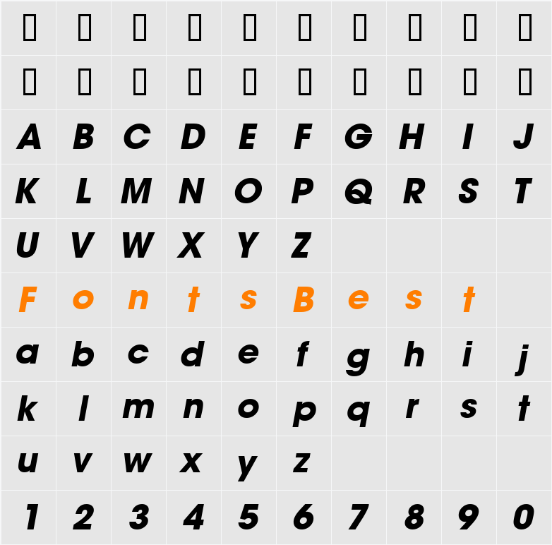 TrendexBlackSSi Character Map