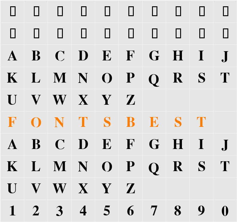 .VnTimeH Character Map