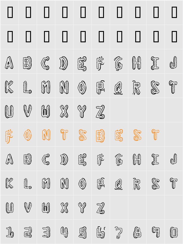Dymo Grunge Bubble Extras Character Map