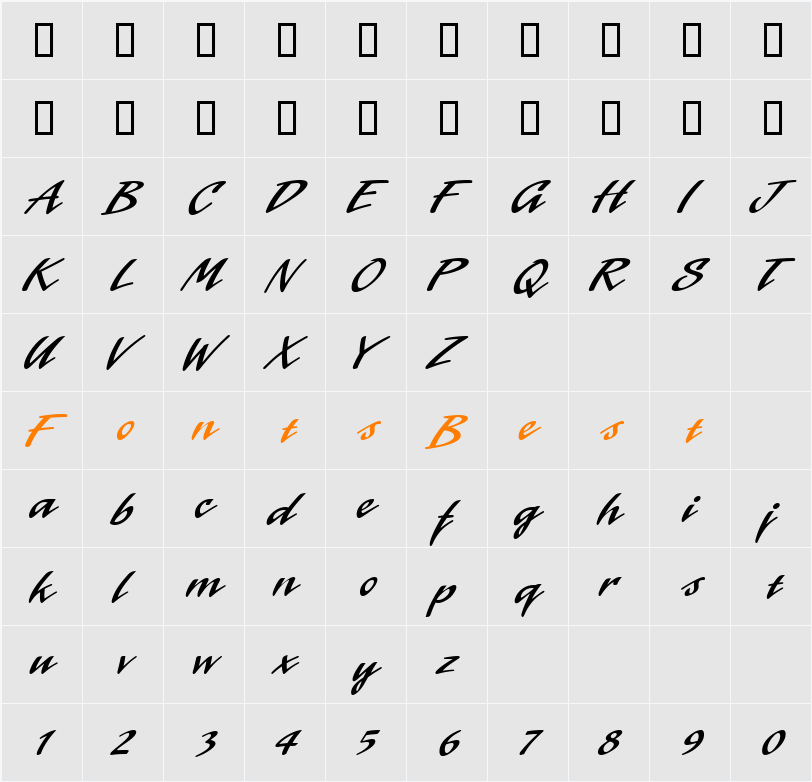 Laser ICG Character Map