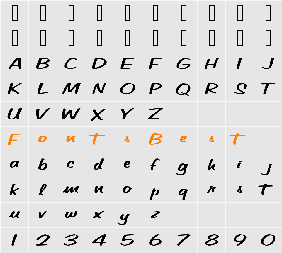 SeyburnScriptSSK Character Map