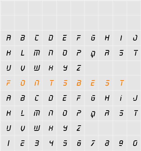 Holo-Jacket Title Italic Character Map