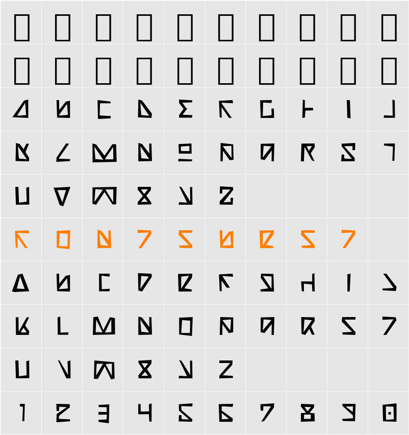 Nick Turbo Rough Character Map