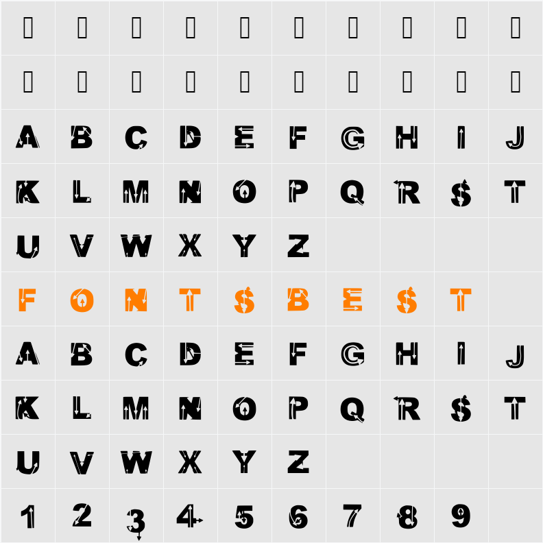 Wild Arrows Character Map