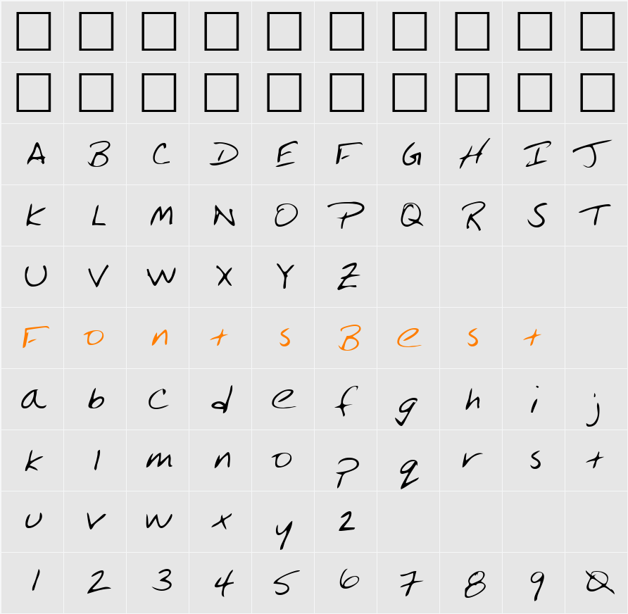 LEHN184 Character Map