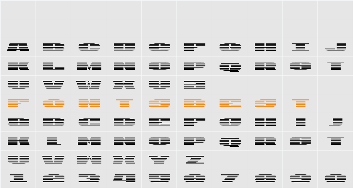 U.S.A. Gradient Character Map