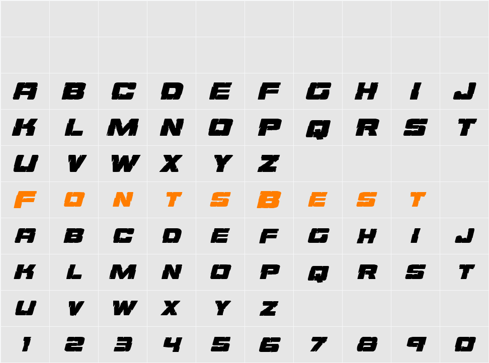 Ore Crusher Expanded Italic Character Map