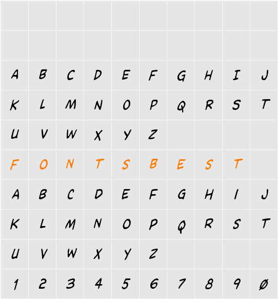 Domino Mask Condensed Italic Character Map