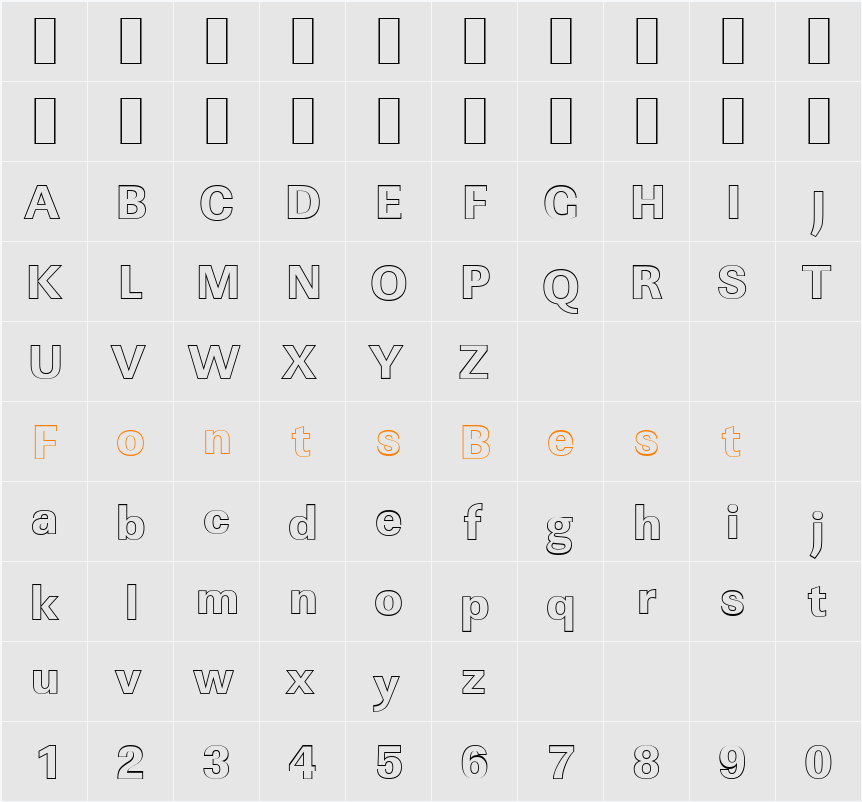 LinearOu-Xbold Character Map