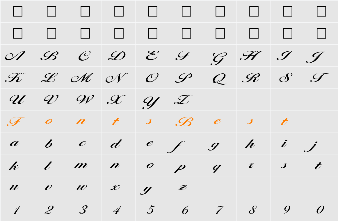Larisima Character Map